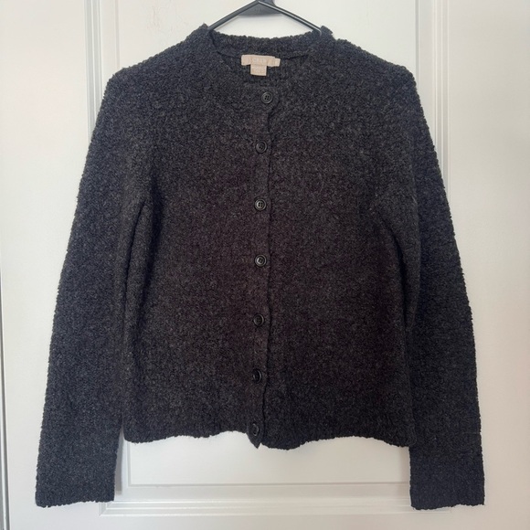 J. Crew Wool Blend Charcoal Button-Up Cardigan - Picture 1 of 5